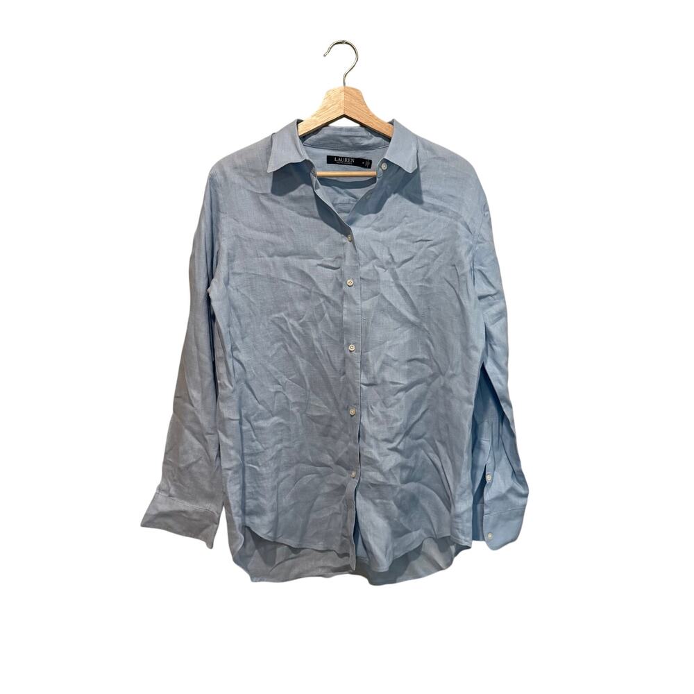 Lauren Ralph Lauren Light Blue Long Sleeve Button Down Shirt Medium Preppy Chic